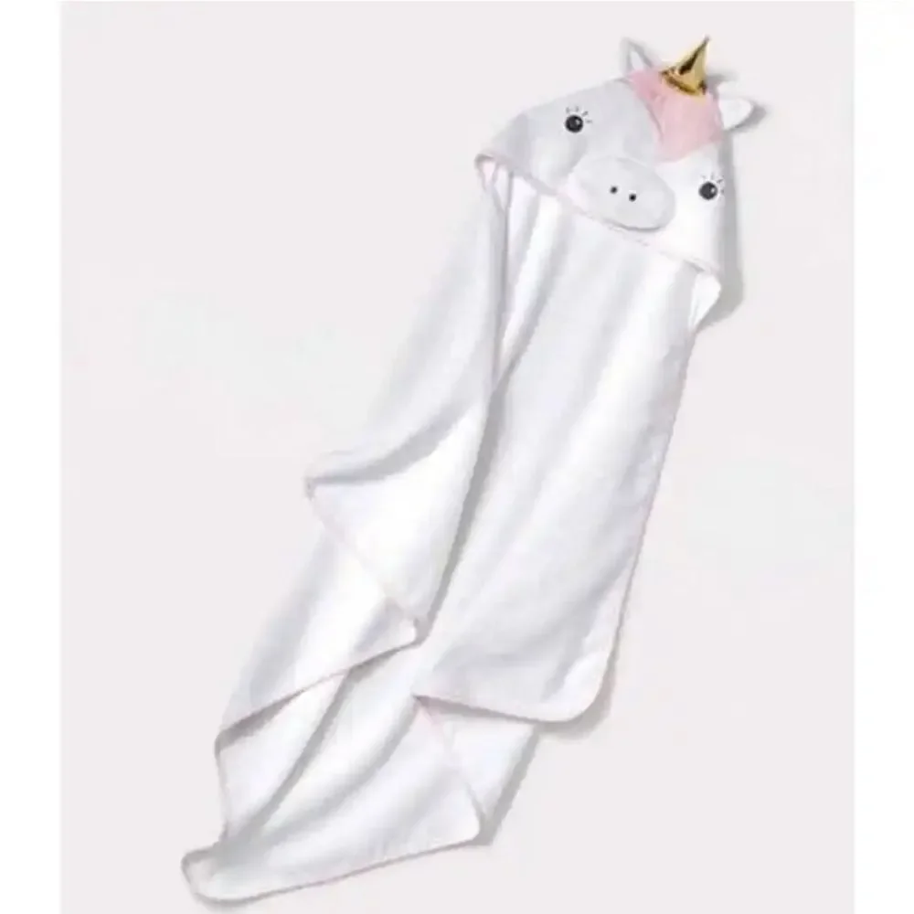 Cloud Island White Unicorn Infant Hooded Towel 30”x30” NWT
